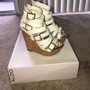 ALDO white and gold wedge heels size 37.5